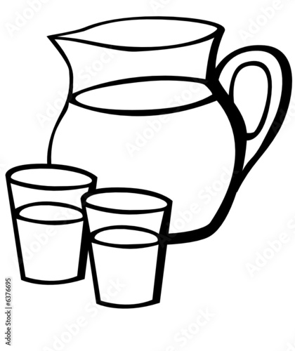 black and white pitcher and glasses