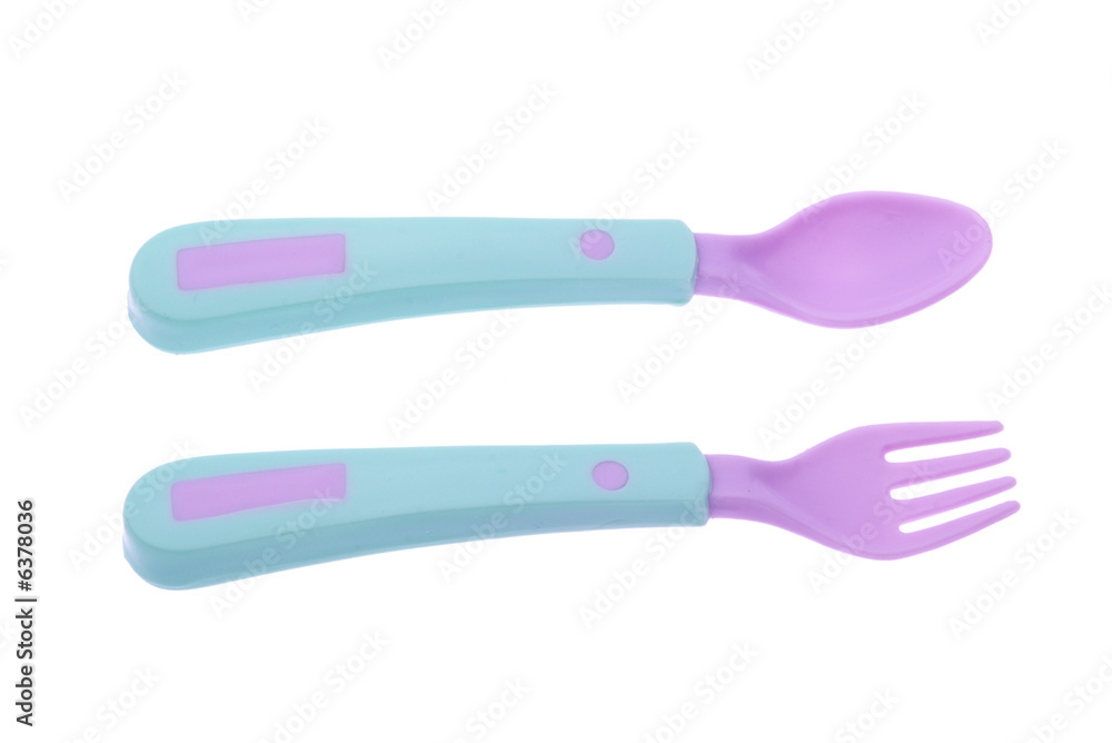 plastic fork and spoon on white plastic fork and spoon on white