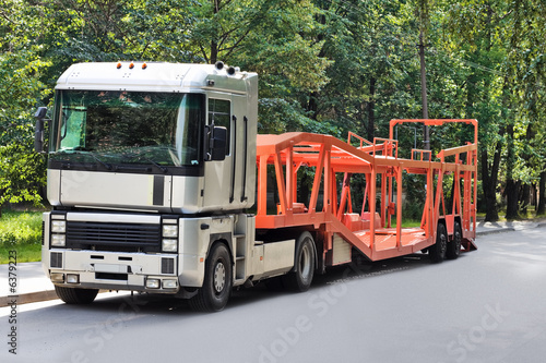 empty car carrier truck intended to deliver new auto batches