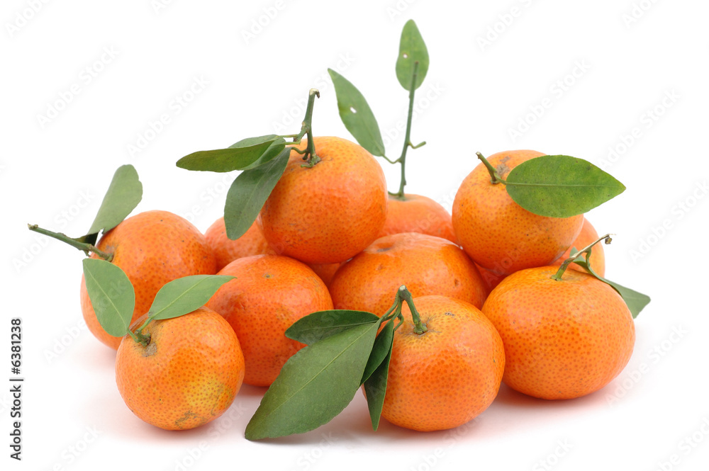 Pile of fresh tangerines in isolated white background Pile of fresh tangerines in isolated white background