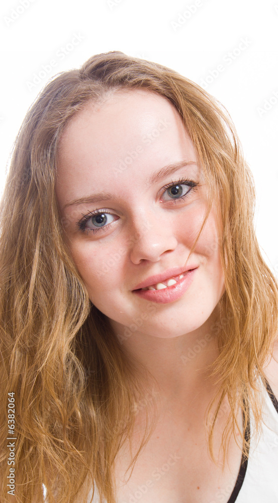 Beautiful blond girl on white background. Beautiful blond girl on white background.