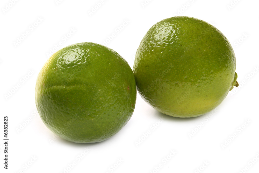 healthy green lime fruit, isolated on white