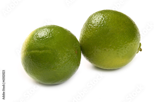 healthy green lime fruit  isolated on white