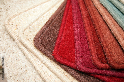 Samples of carpet coverings in shop