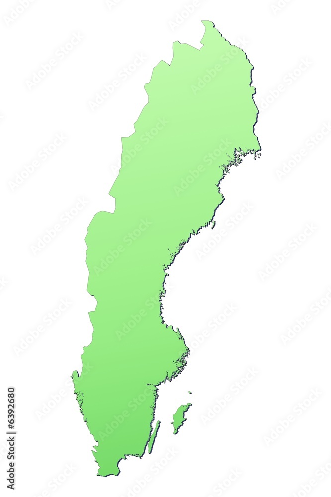 Sweden map filled with light green gradient