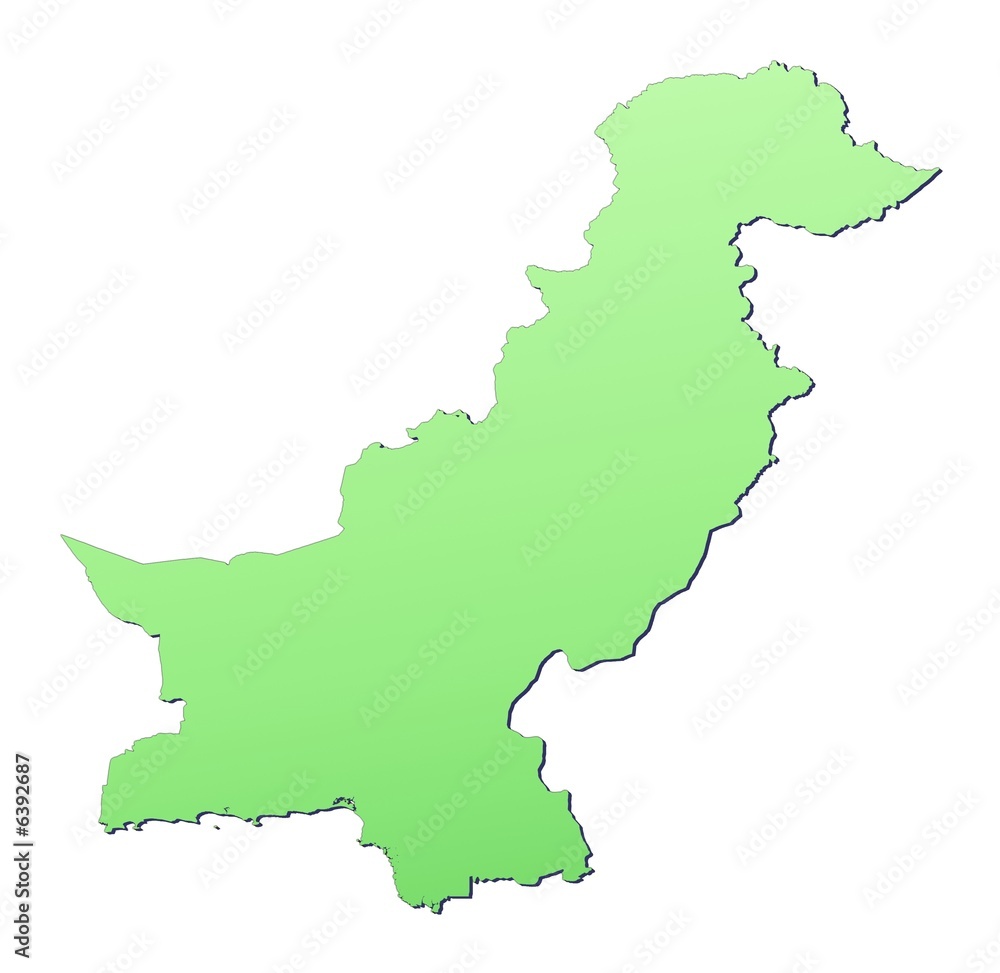 Pakistan map filled with light green gradient