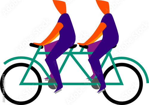 Tandem cyclists illustration