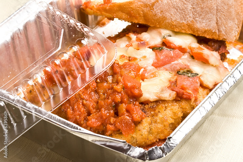 carry out meal chicken parmesan with a slice of bread 