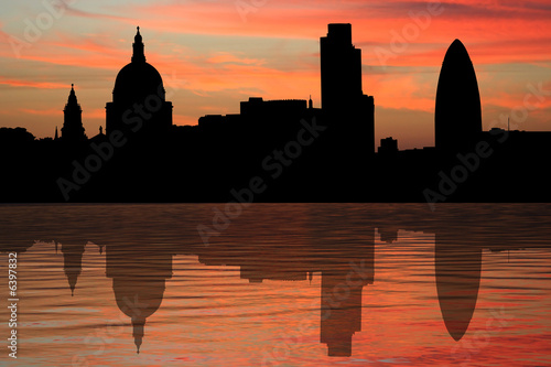 London skyline at sunset illustration