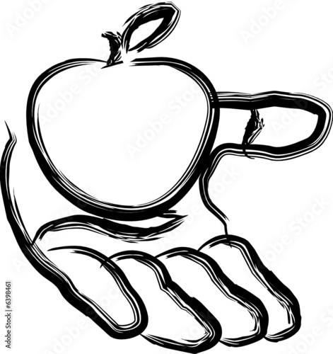 Apple in hand illustration