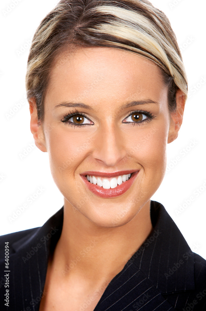 Young smiling business woman. Isolated over white background. Young smiling business woman. Isolated over white background.