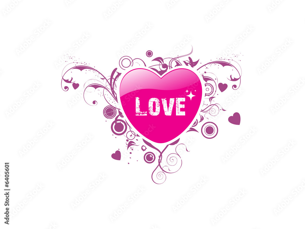 Valentines Day background with pink Hearts, floral