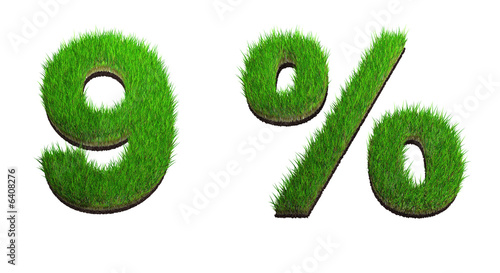 chiffre et symbole pourcentage herbe