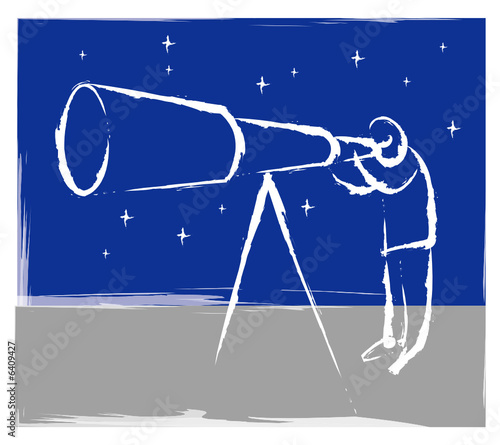 Person with telescope illustration