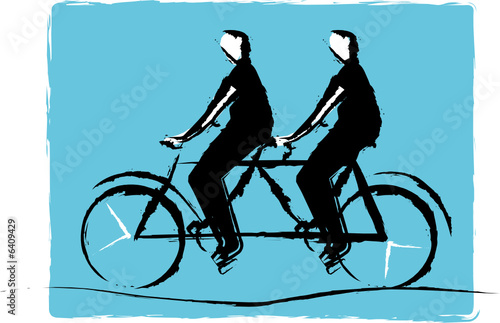 tandem cyclists illustration