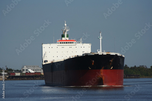 bow of empty oil tanker