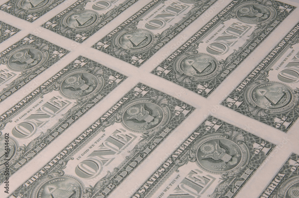 One is the loneliest number of dollar bill back in sheet form