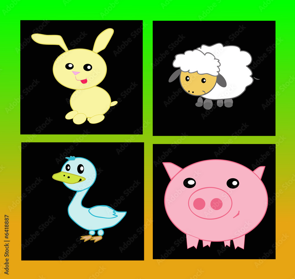 Obraz premium stylized domestic animals..