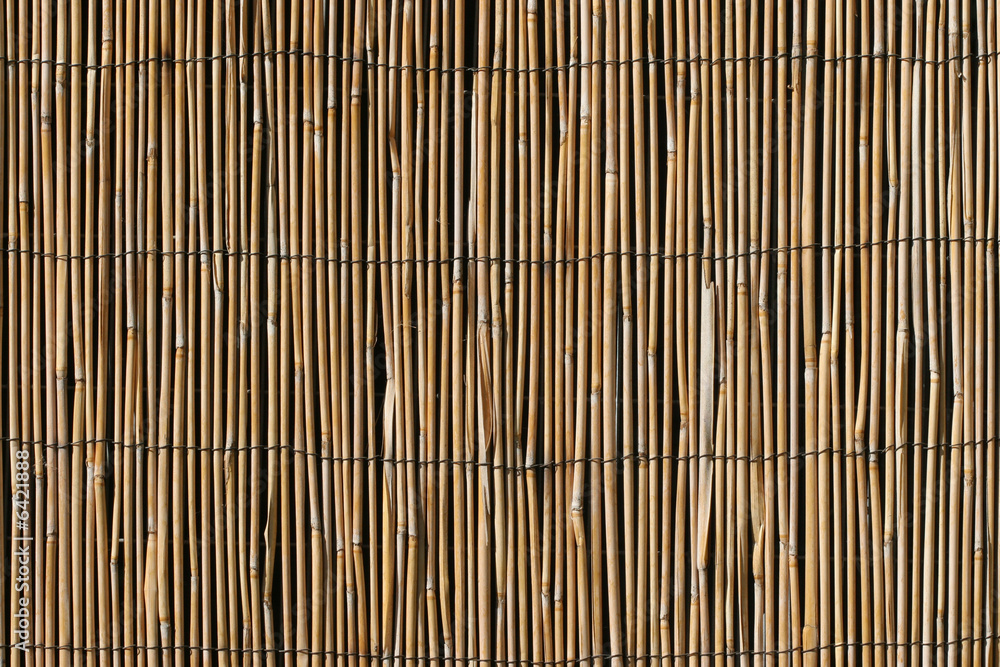 Bamboo Wall With Metallic Braces Background; close up. Bamboo Wall With Metallic Braces Background; close up.