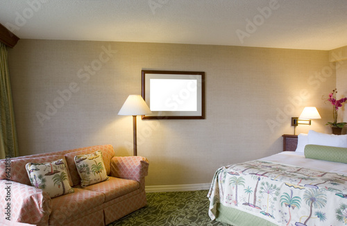 Bedroom with Queen Bed ; isolated picture, clipping path 