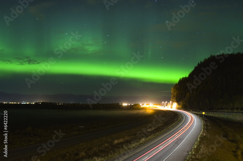 Aurora Borealis over Glenn Hwy in Alaska