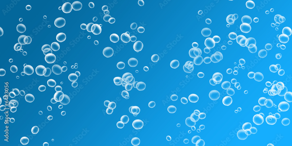 Air bubbles in light blue water