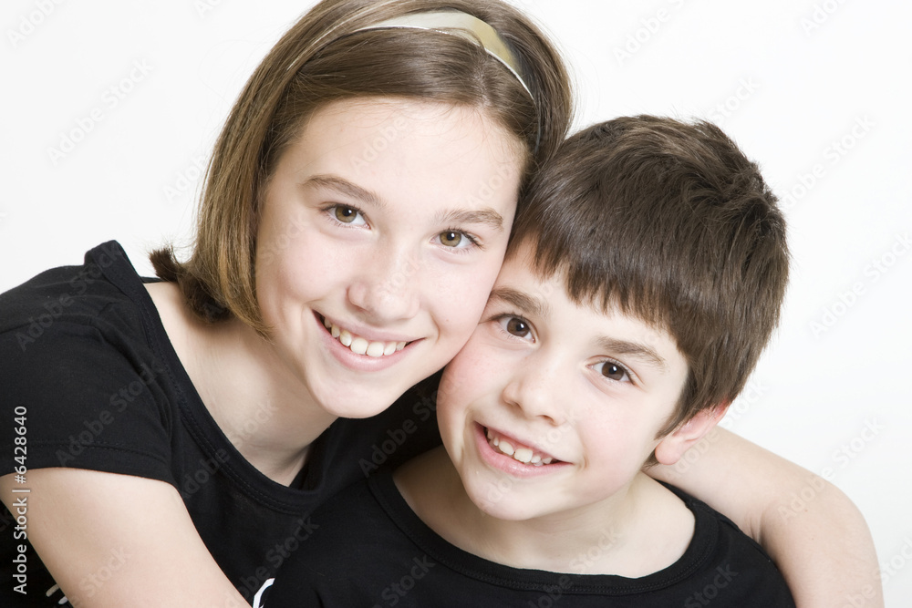 brother and sister in black and white isolated on white brother and sister in black and white isolated on white