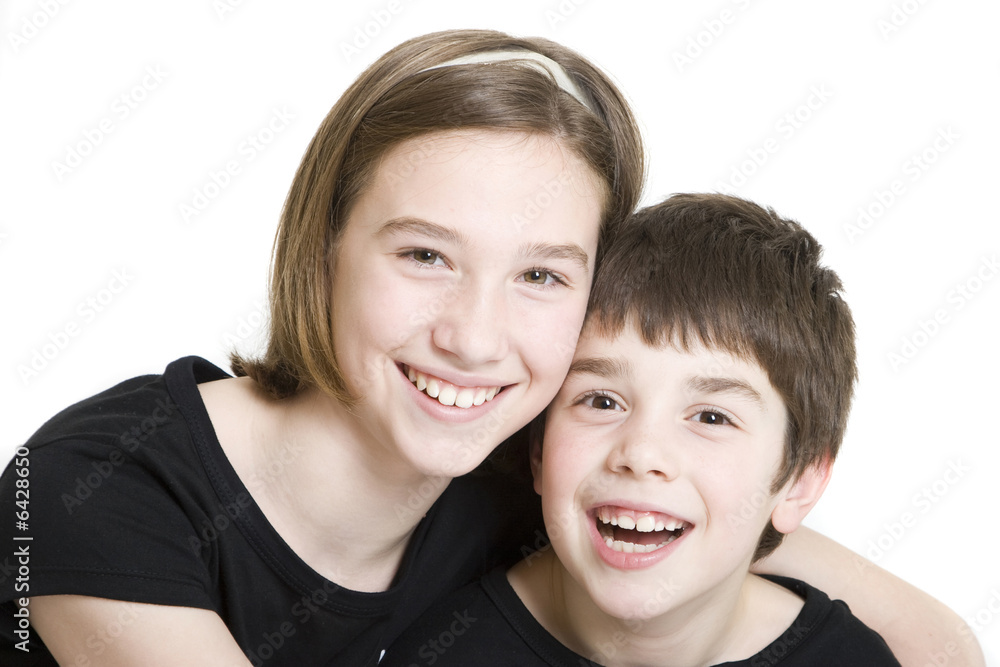 brother and sister in black and white isolated on white brother and sister in black and white isolated on white
