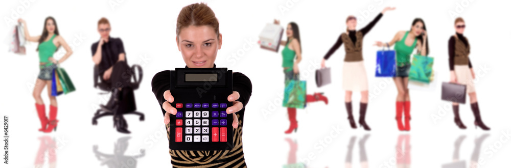 businesswoman showing calculator businesswoman showing calculator