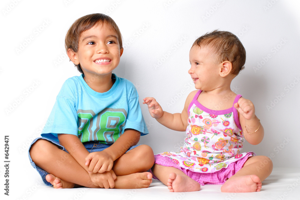 Happy Young Children Boy and Girl . Happy Young Children Boy and Girl .