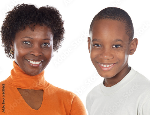 Woman and child a over white background