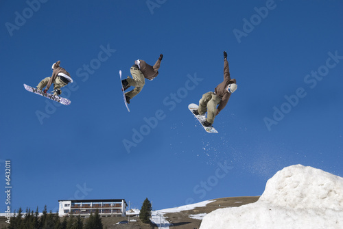 montage saut en snowboard