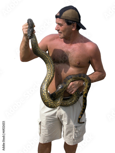 Alle prese con un boa in amazzonia photo