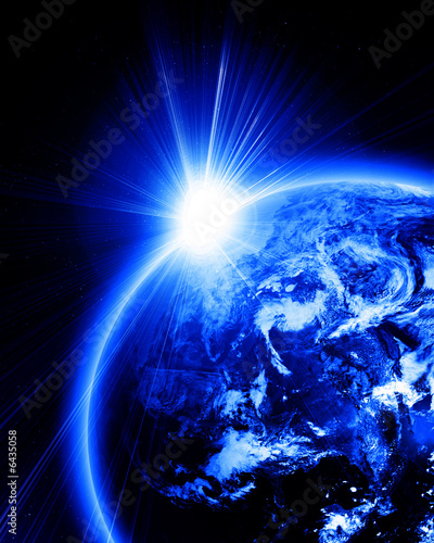 Fototapeta Naklejka Na Ścianę i Meble -  Blue earth in outer space