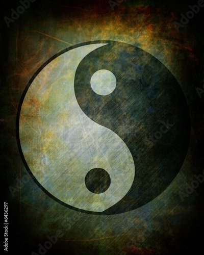 Fototapeta Yin yang symbol on grunge background