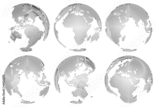 Fototapeta Naklejka Na Ścianę i Meble -  3D Globes isolated on white with depth-of-field
