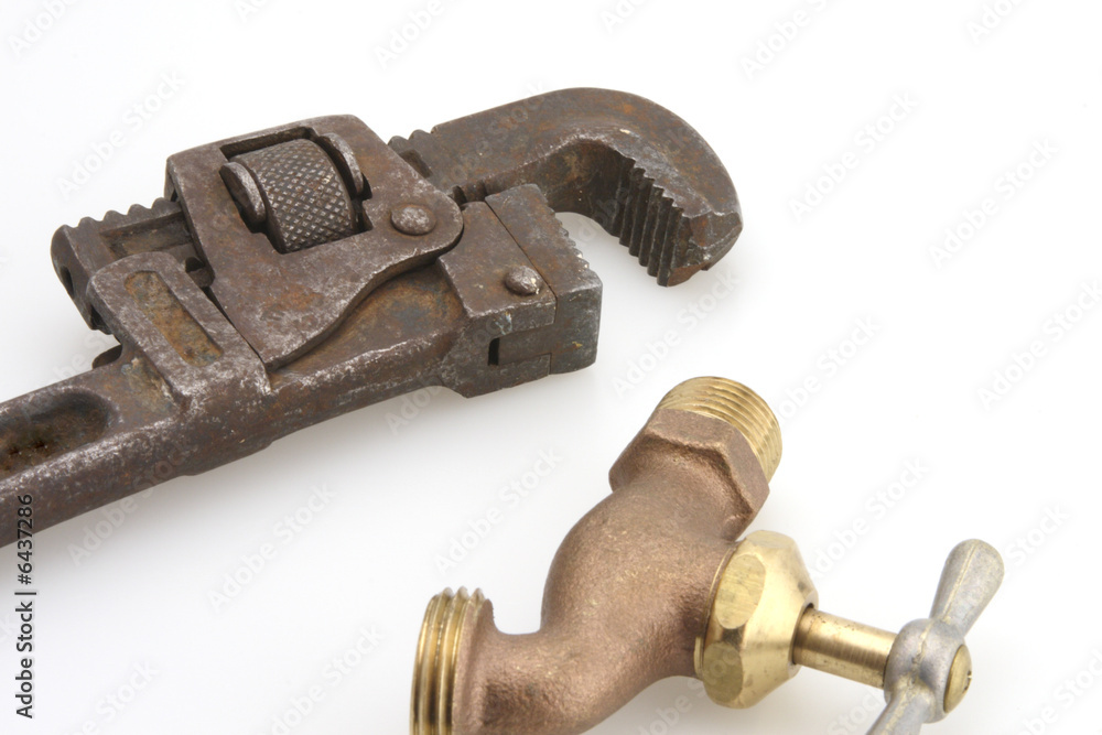 hose bib and pipe wrench Stock Photo Adobe Stock