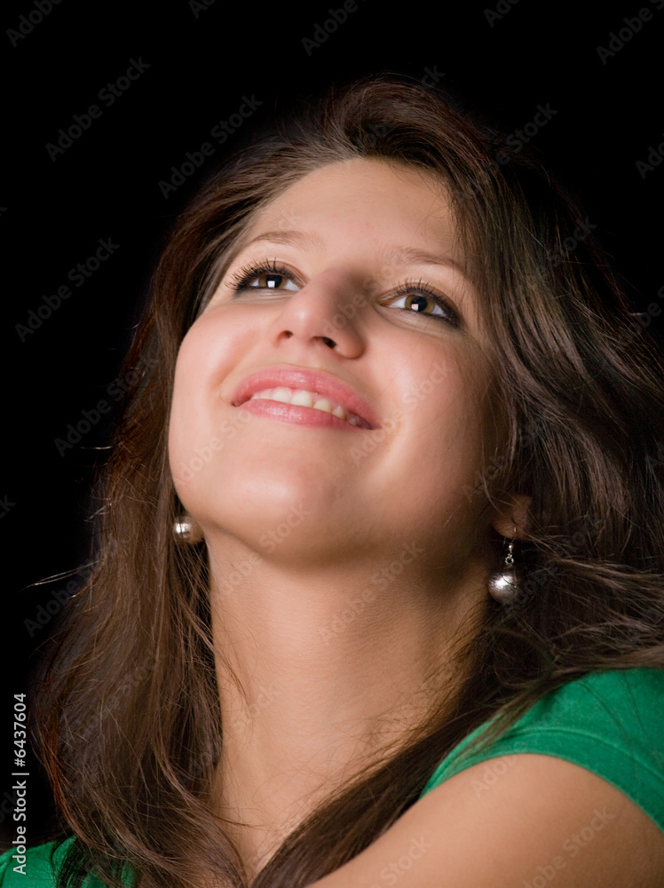 brown-eyed young girl with happy smile brown-eyed young girl with happy smile