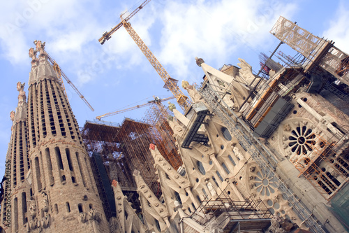 Construction of the Sagrada Familia in Barcelona, Spain. 