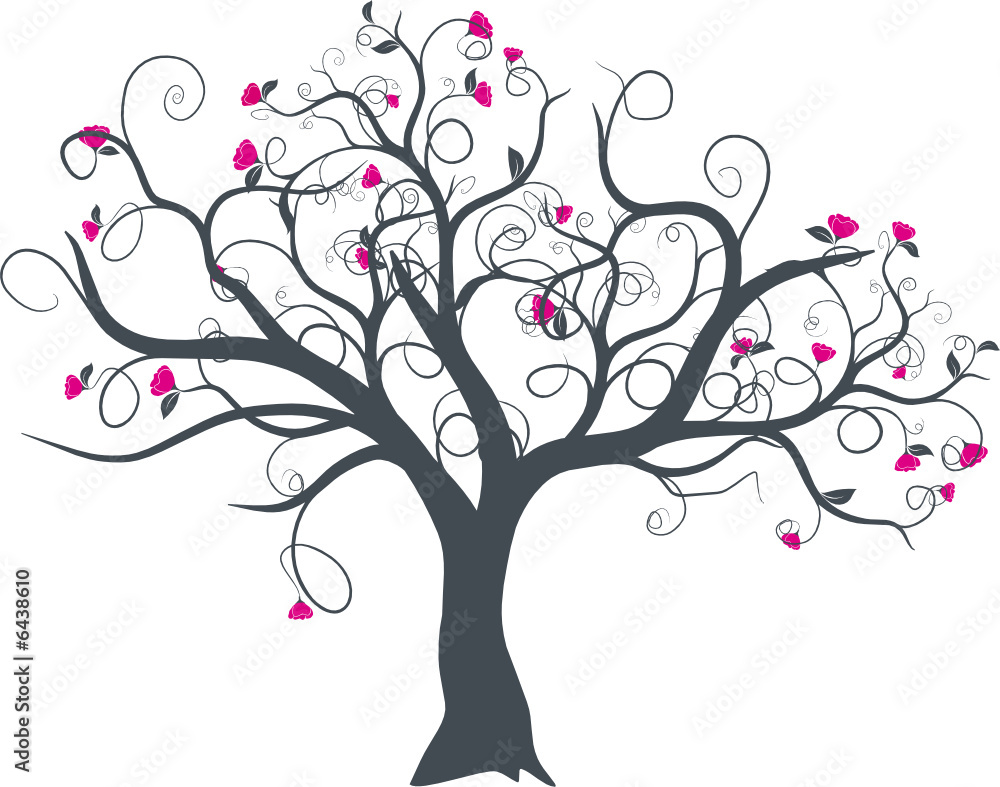 vecteur série - dessin d'arbre à fleurs vectoriel au printemps vecteur série - dessin d'arbre à fleurs vectoriel au printemps