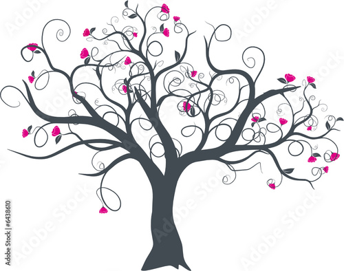 vecteur série - dessin d'arbre à fleurs vectoriel au printemps #6438610
