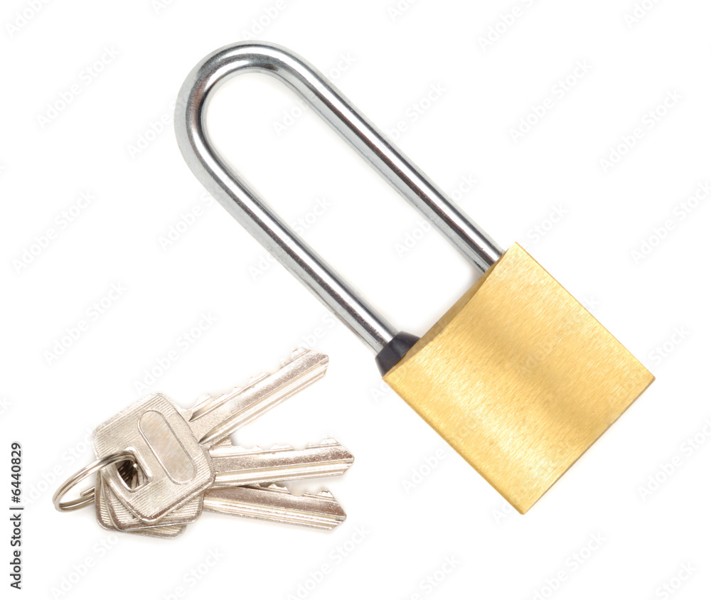 Set of padlock and keys isolated over white background Set of padlock and keys isolated over white background