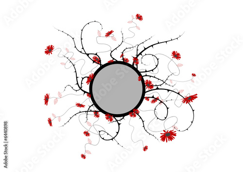 Red flowers on white background. Vector