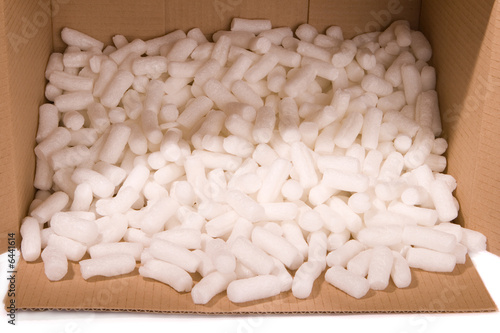 Open Cardboard box with packing foam