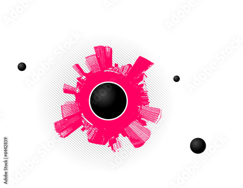 Pink city with in the space. vector