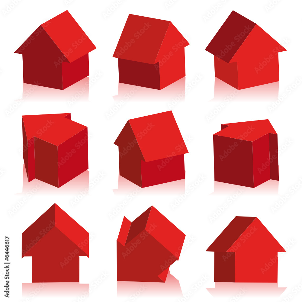 Collection of houses red, icon Collection of houses red, icon