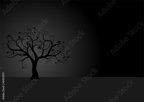 vecteur série - arbre à fleurs vectoriel sur fond noir
