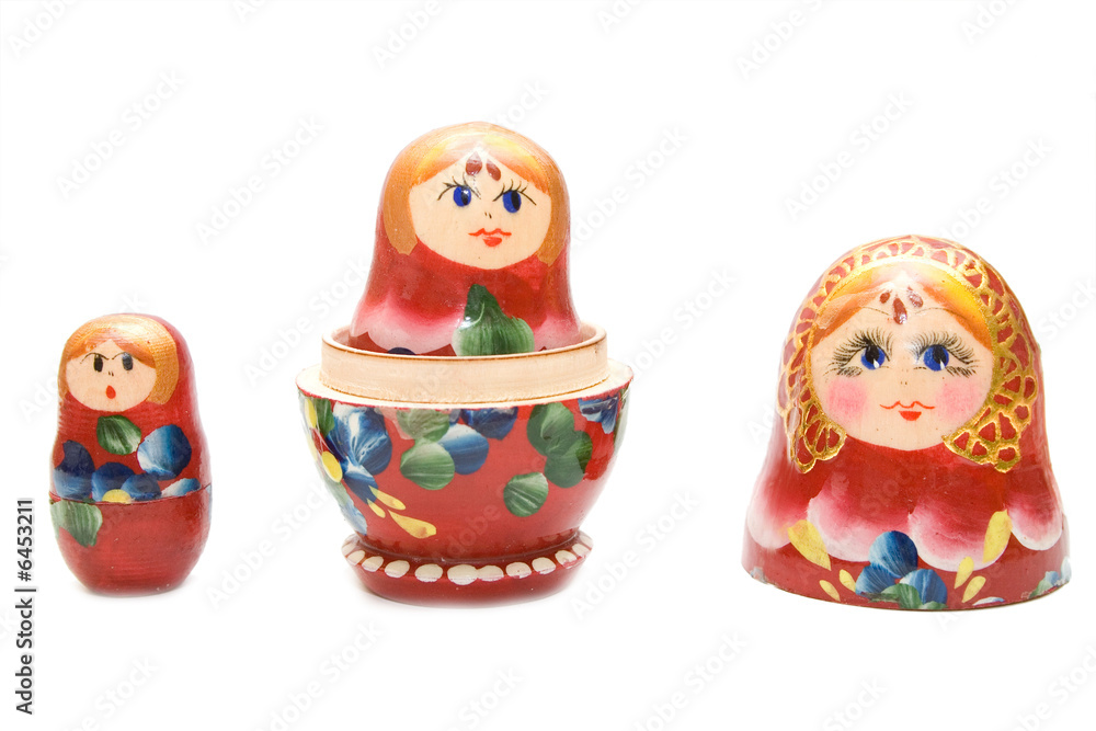 russian three matreshka on the isolated background russian three matreshka on the isolated background