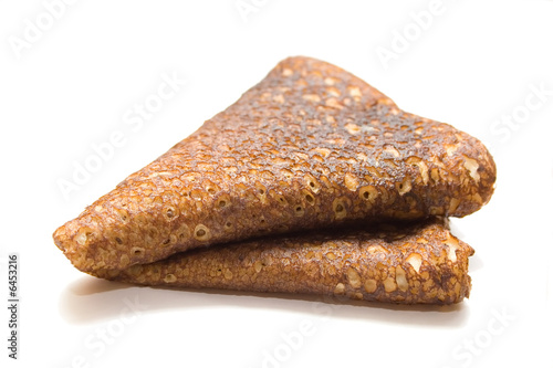 russian pancake on the white isolated background