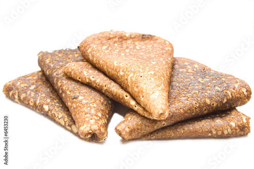 russian pancake on the white isolated background
